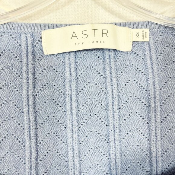 ASTR the Label Pointelle Knit Cropped Pullover Sweater Top Balloon Sleeve XS - Picture 3 of 6